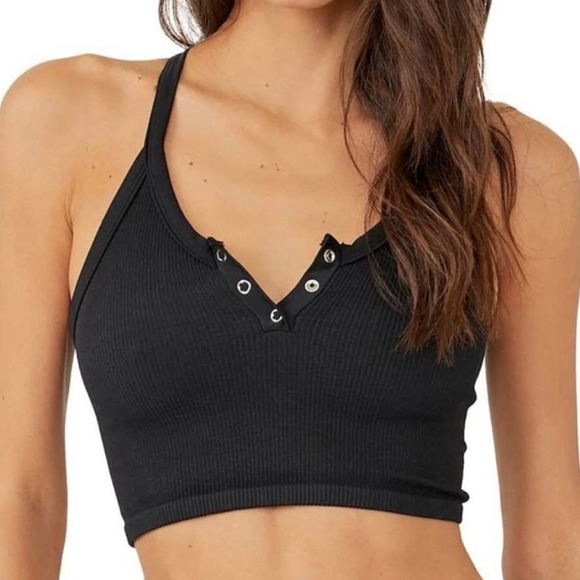 NWT Free People Movement Free Throw Henley Black - Picture 2 of 5